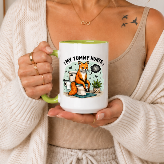 Funny Fox Mug, My Tummy Hurts Mug, Funny Animal Mug, Meme Mug, Sarcastic Mug, Gag Gift Mug, Toilet Humor Mug, Weird Funny Mug