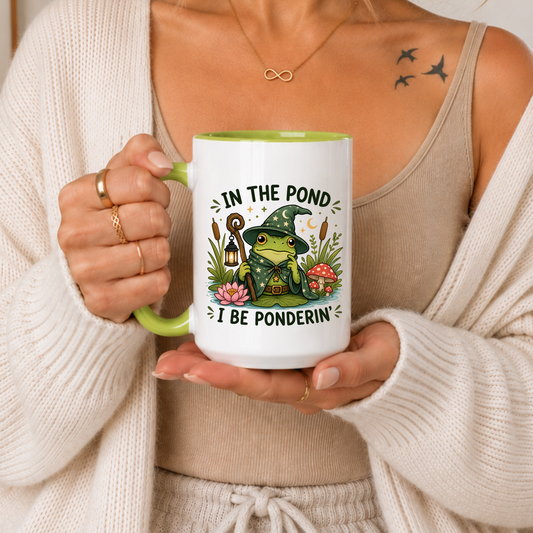 Funny Frog Mug, Frog Pondering Mug, Cute Frog Mug, Cottagecore Mug, Witchy Frog Mug, Funny Animal Mug, Cozy Aesthetic Mug, Frog Lover Gift