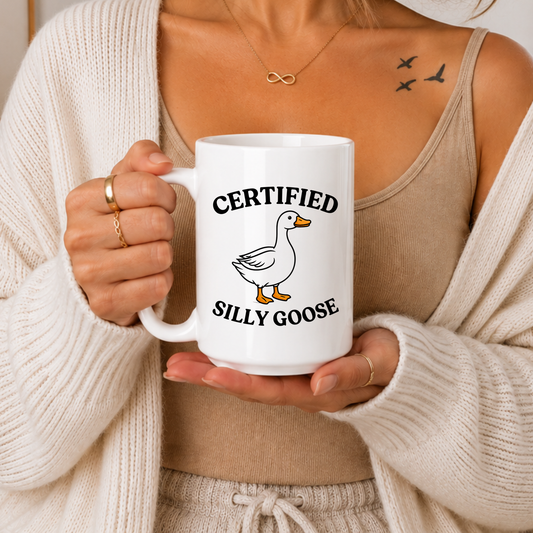 Certified Silly Goose Mug, Funny Goose Coffee Mug, Cute Goose Mug, Funny Animal Mug, Goose Lover Gift, Meme Coffee Cup