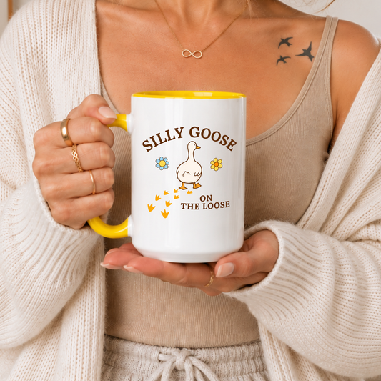Funny Goose Mug, Silly Goose On The Loose Mug, Cute Goose Coffee Mug, Funny Animal Mug, Whimsical Bird Lover Gift, Meme Mug