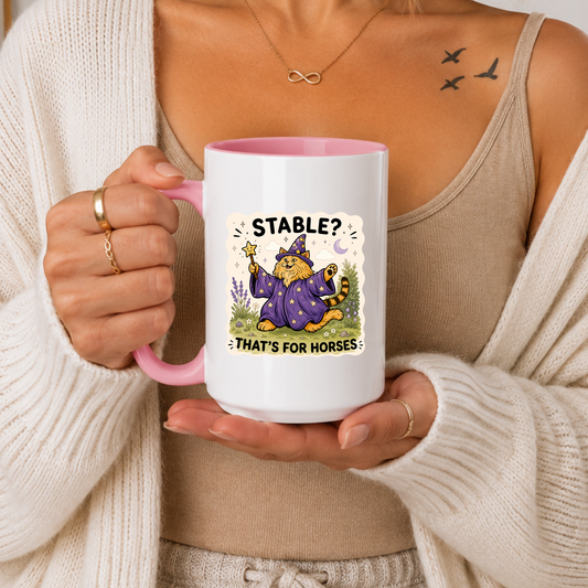 Funny Stable Mug, Stable That’s For Horses Mug, Cat Wizard Mug, Mental Health Humor Mug, Funny Cat Mug, Witchy Cat Gift, Chaos Humor Mug