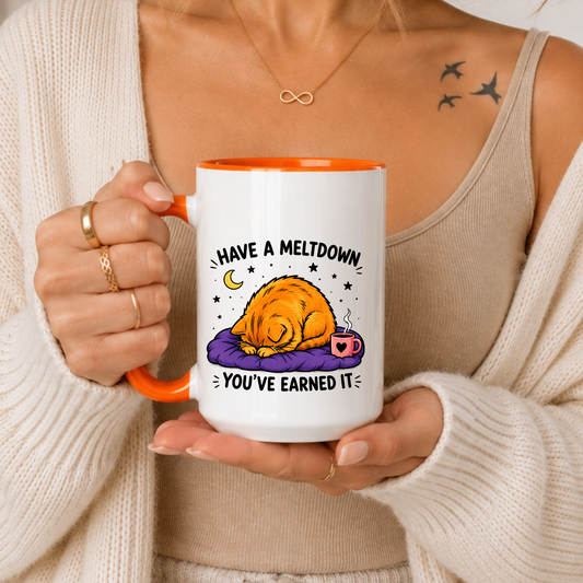 Funny Cat Mug Gift, Have a Meltdown Mug, Relatable Cat Coffee Mug, Cozy Humor Cup, Cute Sarcastic Mug, Cat Lover Gift Birthday Christmas
