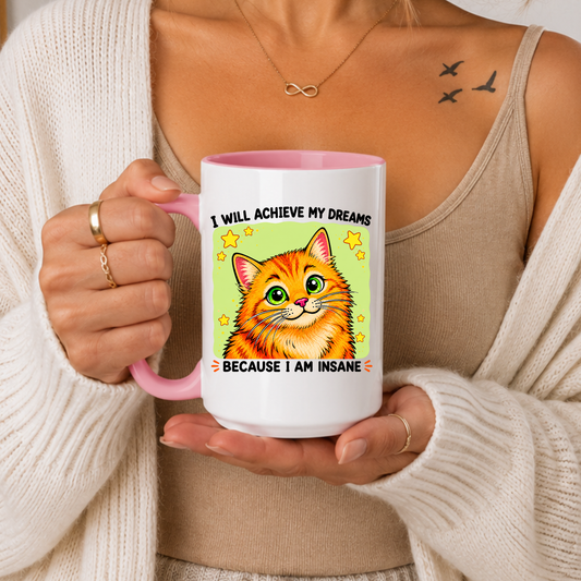 Funny Cat Mug Sarcastic Cat Coffee Cup Crazy Cat Lady Mug Rainbow Cat Meme Mug