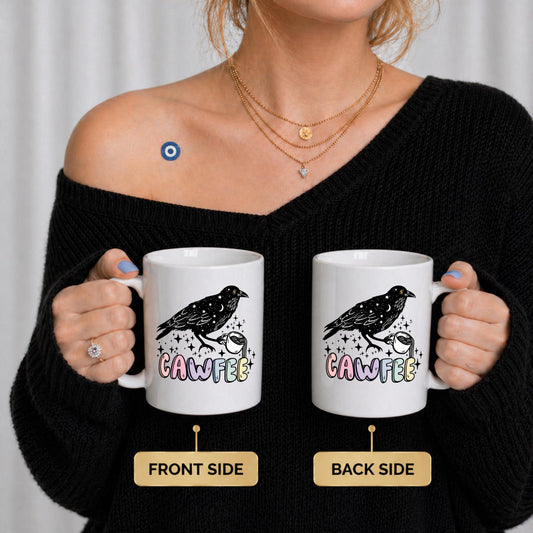 Raven Coffee Mug | Cawfee, Dark Academia, Gothic Bird Lover Gift