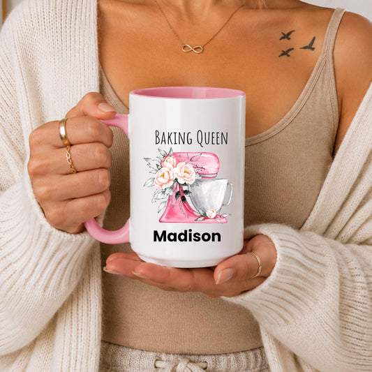 Personalized Baking Mug | Baking Queen Coffee Cup With Name | Custom Baker Gift For Women