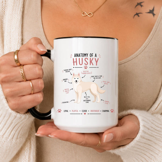Anatomy of a Husky Mug, Funny Dog Lover Coffee Cup, Siberian Husky Gift