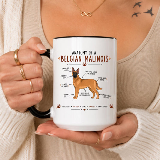 Anatomy Belgian Malinois Mug, Funny Dog Lover Coffee Cup, K9 Handler Gift