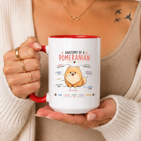 Anatomy of a Pomeranian Mug, Funny Dog Lover Coffee Cup, Pom Parent Gift