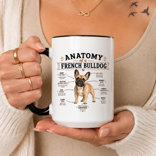 Anatomy French Bulldog Mug, Funny Dog Lover Coffee Cup, Frenchie Owner Gift