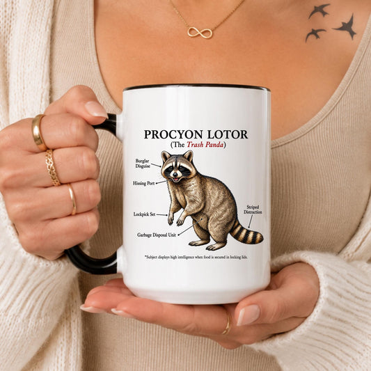 Funny Raccoon Anatomy Mug, Trash Panda Coffee Cup, Wildlife Lover Gift
