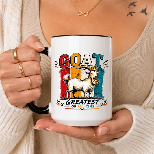 GOAT Greatest Of All Time Mug, Crowned Goat Coffee Cup, Farm Animal Lover Gift
