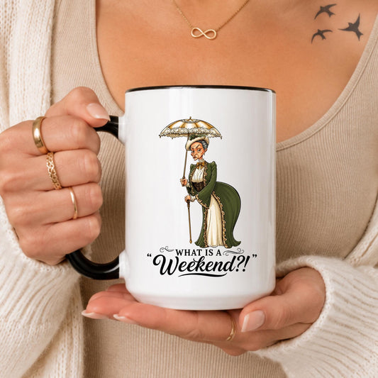 What Is A Weekend?! Ð Coffee Mug, Vintage Illustration Work Humor Cup