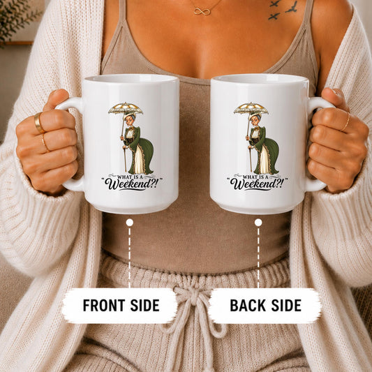 What Is A Weekend?! Ð Coffee Mug, Vintage Illustration Work Humor Cup
