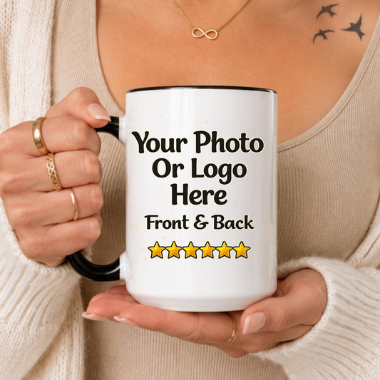 Custom Logo Coffee Mug, Personalized Business Photo Cup, Company Branding Ceramic Mug