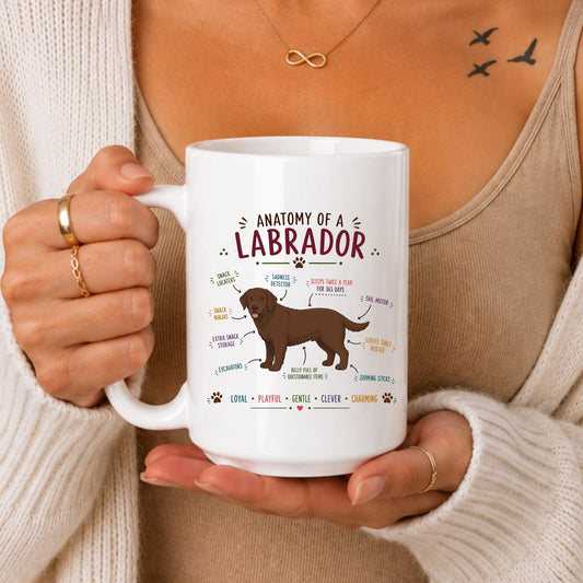 Anatomy of a Labrador Mug, Funny Dog Lover Coffee Cup, Chocolate Lab Gift