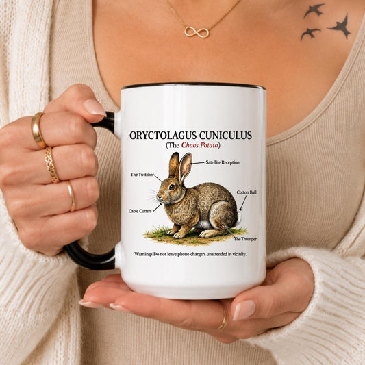 Rabbit Anatomy Mug, Oryctolagus Cuniculus Chaos Potato Coffee Cup