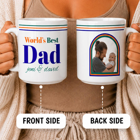 Personalized Photo Dad Mug, Custom Name Coffee Cup, Father's Day Keepsake