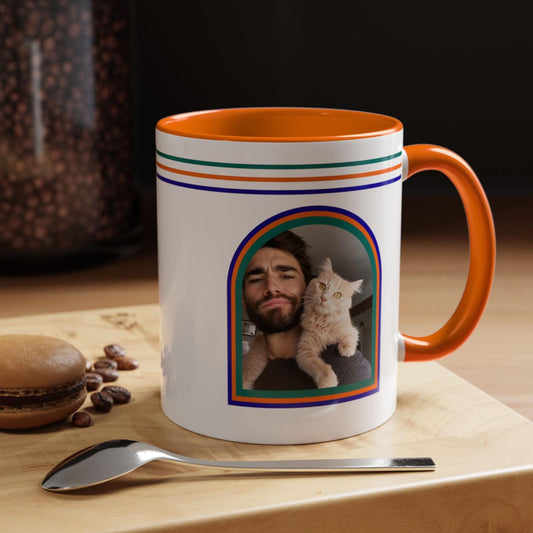 Personalized Cat Dad Mug, Custom Pet Photo, Retro Design, Cat Lover Gift
