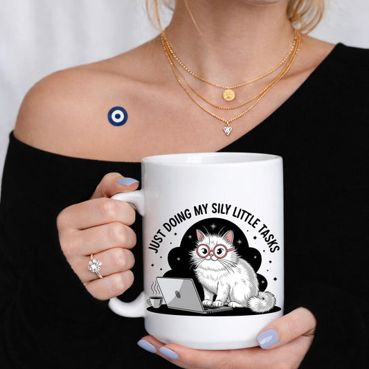 Funny Cat Mug, Work From Home Coffee Cup, Cat Lover Gift, Introvert Humor Cup