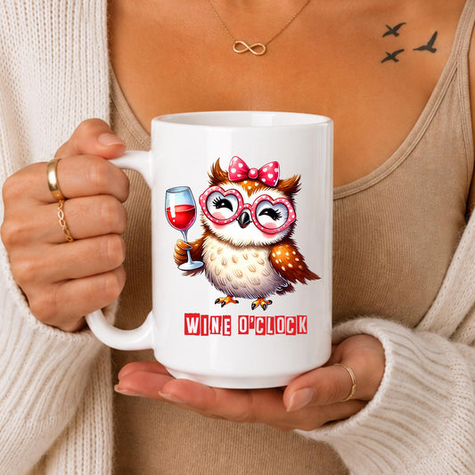 Wine O'Clock Owl Mug: Girly Bachelorette Party Coffee Cup