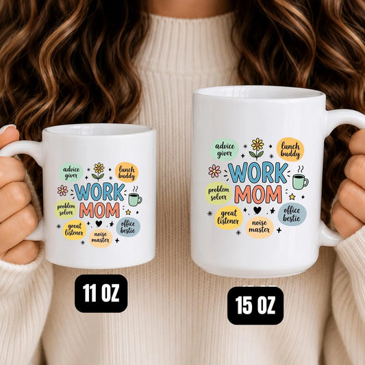 Work Mom Mug, Office Bestie, Coworker Appreciation Gift, Ceramic Coffee Cup