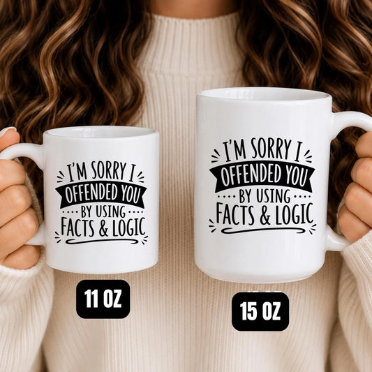 Sarcastic Facts and Logic Coffee Mug, Humorous Debate Lover Cup