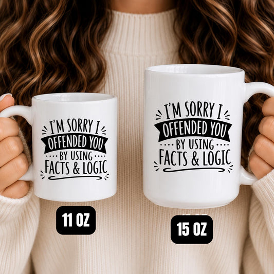 Sarcastic Facts and Logic Coffee Mug, Humorous Debate Lover Cup