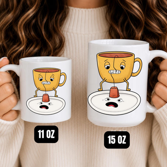 Funny Cartoon Tea Cup Mug | Whimsical Tea Lover Humor Gift 11oz 15oz