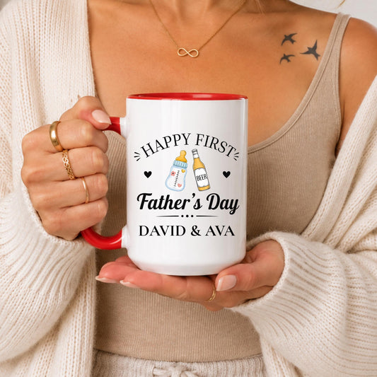 Personalized New Dad Mug | First Time Father Coffee Cup | Baby Name Keepsake