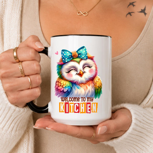 Colorful Owl Kitchen Mug: Welcome To My Kitchen Housewarming Gift