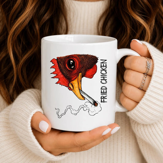 Funny Fried Chicken Mug, Sarcastic Rooster Coffee Cup, Farm Animal Humor Drinkware