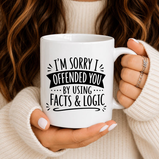 Sarcastic Facts and Logic Coffee Mug, Humorous Debate Lover Cup