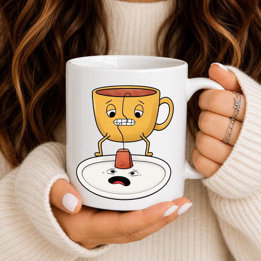 Funny Cartoon Tea Cup Mug | Whimsical Tea Lover Humor Gift 11oz 15oz