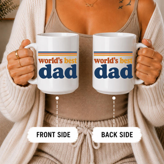 World Dad Retro Coffee Mug | Orange Handle Ceramic Cup