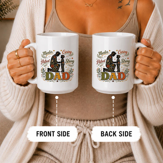 Dad Definition Mug | Floral Father-Son Silhouette, Inspirational Gift