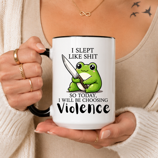 Funny Frog Coffee Mug | I Slept Like Shit Mug | Sarcastic Sleep Deprived Gift | Coworker Mug