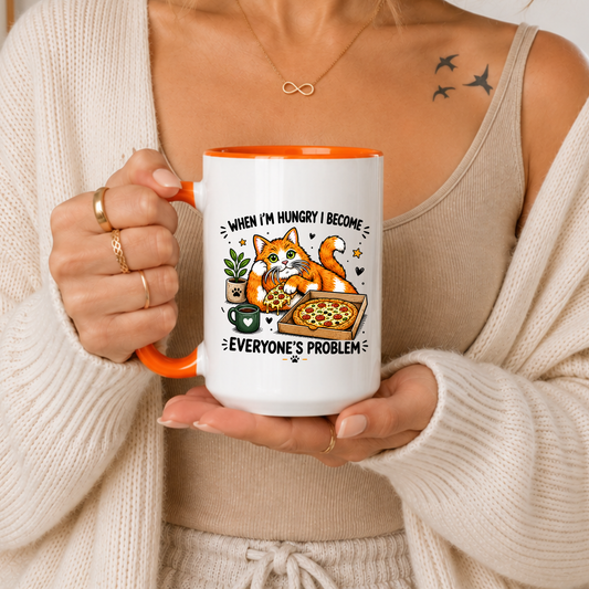 Funny Cat Mug, Hangry Mug, When I’m Hungry Mug, Cat Lover Gift, Funny Animal Mug, Pizza Lover Mug, Cute Cat Mug, Relatable Humor Mug