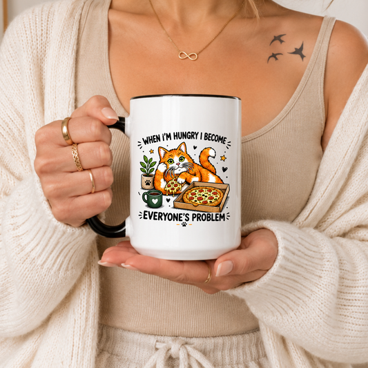 Funny Cat Mug, Hangry Mug, When I’m Hungry Mug, Cat Lover Gift, Funny Animal Mug, Pizza Lover Mug, Cute Cat Mug, Relatable Humor Mug