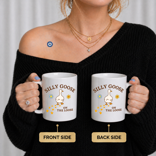 Funny Goose Mug, Silly Goose On The Loose Mug, Cute Goose Coffee Mug, Funny Animal Mug, Whimsical Bird Lover Gift, Meme Mug
