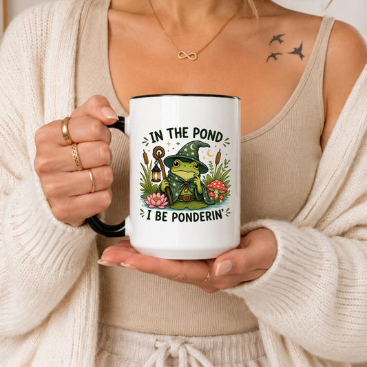 Funny Frog Mug, Frog Pondering Mug, Cute Frog Mug, Cottagecore Mug, Witchy Frog Mug, Funny Animal Mug, Cozy Aesthetic Mug, Frog Lover Gift