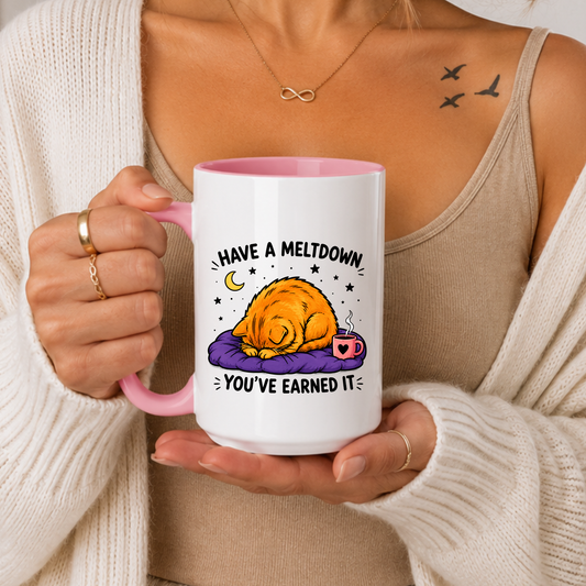 Funny Cat Mug Gift, Have a Meltdown Mug, Relatable Cat Coffee Mug, Cozy Humor Cup, Cute Sarcastic Mug, Cat Lover Gift Birthday Christmas