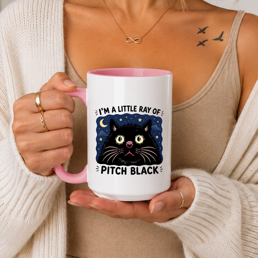 Funny Black Cat Mug, I’m A Little Ray Of Pitch Black Humor Mug, Sarcastic Cat Coffee Mug, Gothic Cat Gift, Dark Humor Mug, Cat Lover Gift