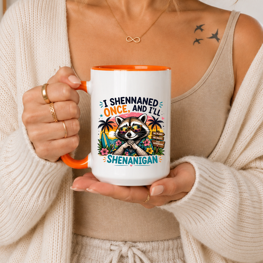 Funny Raccoon Mug, Shenanigans Mug, Vacation Humor Mug, Beach Party Mug, Funny Animal Mug, Travel Gift Mug, Summer Mug, Funny Quote Mug