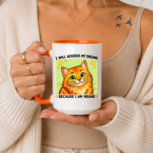 Funny Cat Mug Sarcastic Cat Coffee Cup Crazy Cat Lady Mug Rainbow Cat Meme Mug