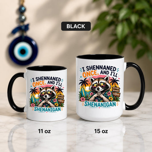 Funny Raccoon Mug | Tropical Vacation Shenanigans Coffee Cup