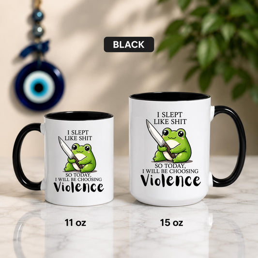 Funny Frog Coffee Mug | I Slept Like Shit Mug | Sarcastic Sleep Deprived Gift | Coworker Mug