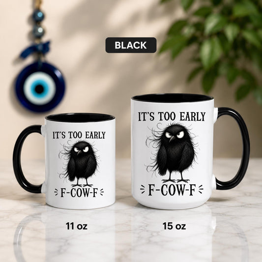 Funny Crow Coffee Mug | Grumpy Bird, Morning Humor, Sarcastic Gift