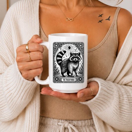 Raccoon Tarot Mug | Gothic Trash Panda Coffee Cup | Witchy Dark Academia Mug | Spooky Gift