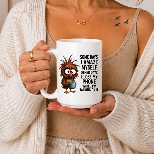Funny Bird Mug | ADHD Scatterbrain Humor Cup, Forgetful Coworker Gift
