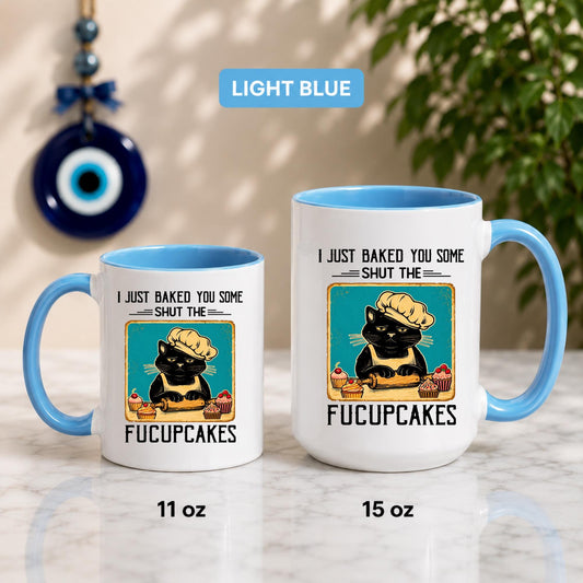 Funny Baking Cat Mug | Sarcastic Coffee Cup, Dark Humor Drinkware